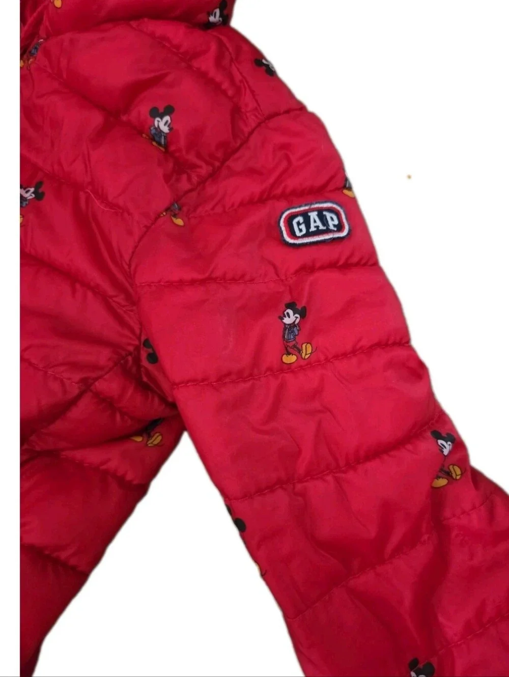 Gap Disney Kids Red Lightweight Mickey Mouse Hooded Puffer Jacket 4